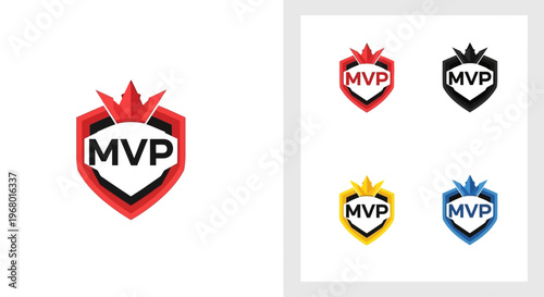 Collection of MVP shield logos.