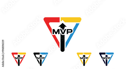 MVP logo design with colorful triangle shapes.