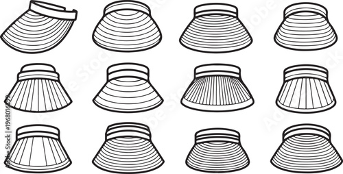 A collection of vintage style hats with various textures and brims Vector