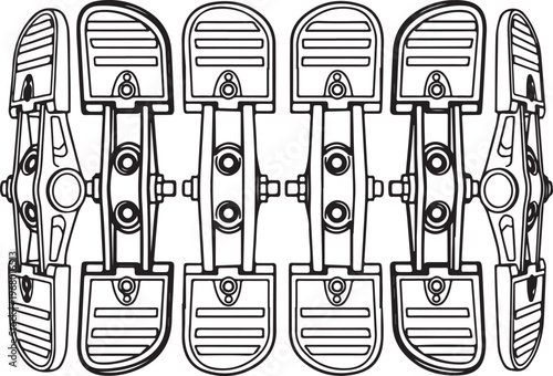 Detailed technical drawing of a mechanical assembly with gears and linkages Vector