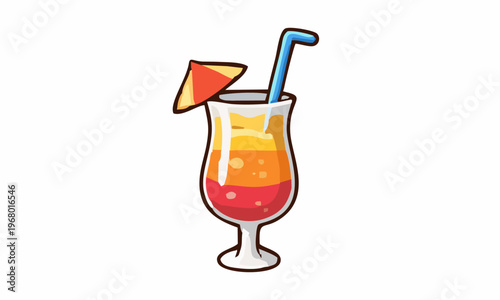 line art color of mocktail drink cartoon illustration