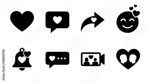Love Communication Vector Icons for Romance and Digital Design