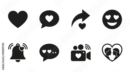 Love Communication Vector Icons for Romance and Digital Design