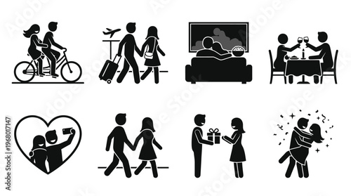 Romantic Couple Vector Icons for Love and Lifestyle Design