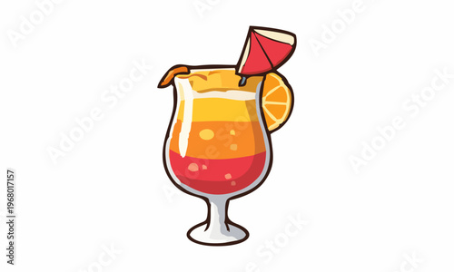 line art color of mocktail drink cartoon illustration