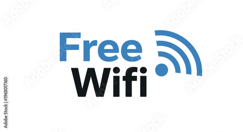 Free Wifi sign with blue wireless signal icon.
