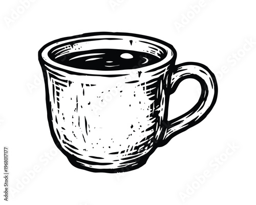 Warm drink sketch, cup of coffee. hand drawn illustration for breakfast or cozy moment element.