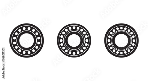 Three ball bearings in different angles for industrial mechanical applications  precision engineering components