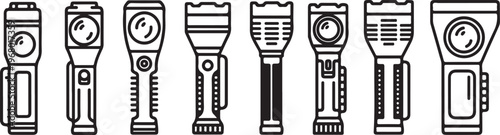 Various types of padlocks and locking mechanisms illustrated in black and white Vector