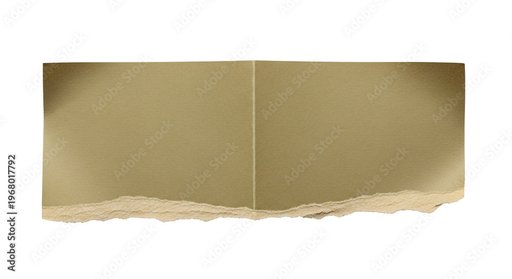 Fototapeta premium Folded tan paper scrap torn edge isolated transparent background.