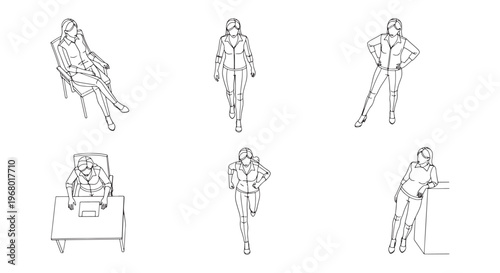Top Angle Women Figures – CAD People Collection for Projects