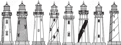 Architectural sketches of ornate gothic revival tower facades Vector