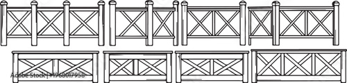 Diagram of a steel bridge with cross-bracing and support columns Vector