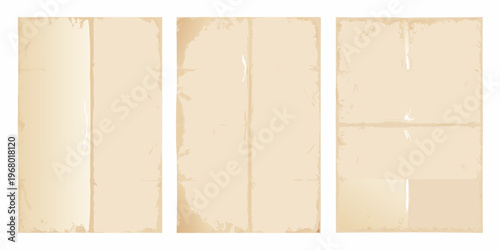 Three rectangular panels with a textured aged beige appearance