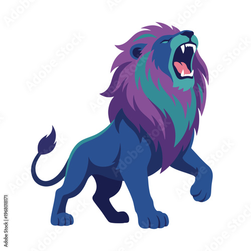 A powerful and colorful illustration of a roaring lion, portraying strength and royalty in the animal kingdom, symbolizing bravery and the beauty of nature.