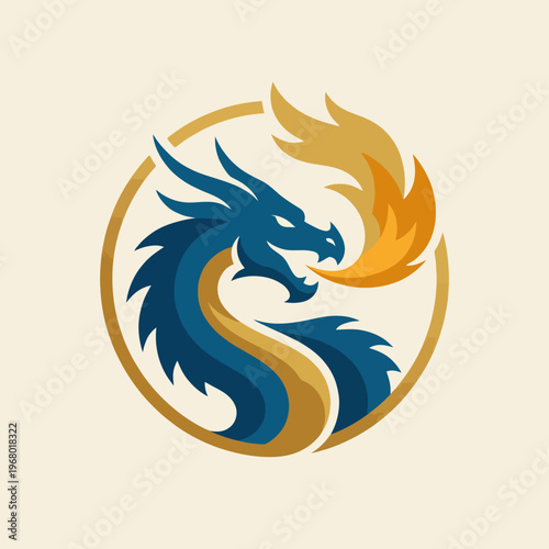 A striking logo design featuring a dragon and phoenix, representing the duality of power and grace, showcasing a blend of strength and elegance in a vibrant artistic style.