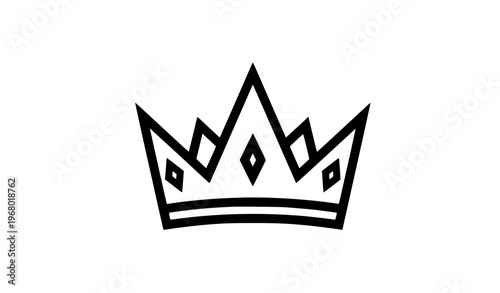 Geometric crown outline vector with sharp modern royal symbol for power branding and recognition