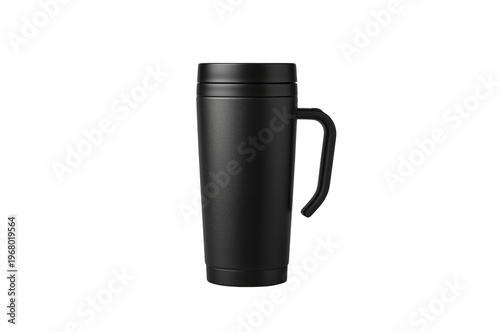 Black travel mug thermos for hot beverage mockup
