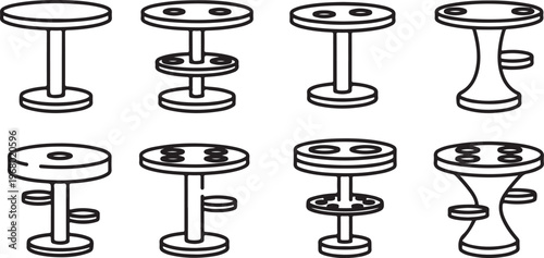 Illustration of various types of bar stools and chairs with different backrests Vector