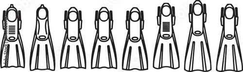 A collection of black and white line drawings of long dresses with various necklines Vector