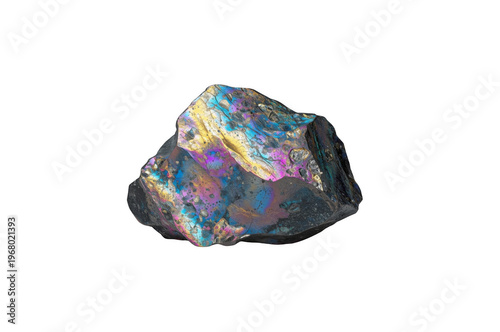 Iridescent peacock ore mineral with metallic luster