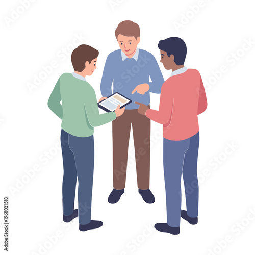 People discussing documents in a meeting