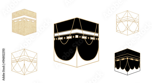 Geometric illustrations of the Kaaba in Mecca.