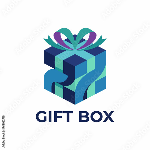 This vibrant and stylish logo features a beautifully wrapped gift box, symbolizing celebration and joy, ideal for brands in gifting, events, or retail industries.