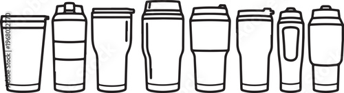 Illustration of a series of empty wine glasses in a row Vector