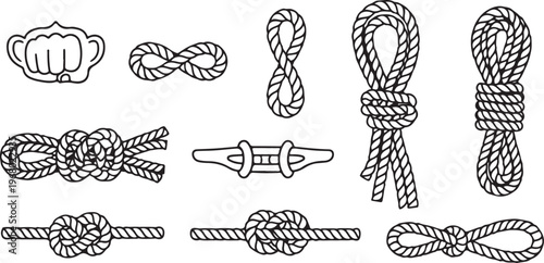 A collection of simple black and white line art illustrations of various objects Vector