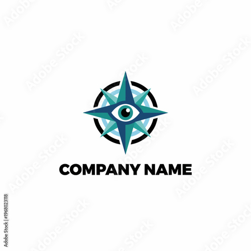 A modern compass logo featuring an eye at the center, ideal for businesses looking for a symbol of direction, guidance, and insight in their branding strategy.