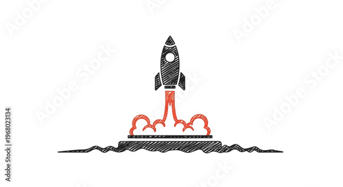 Rocket ship launching into space.