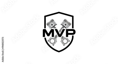 Free Download Shield logo with MVP text and gears. - GFXLoad