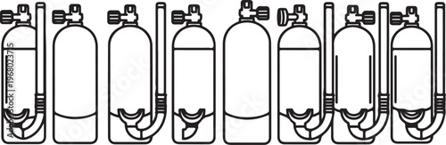 Black and white sketch of various types of glass bottles and flasks Vector
