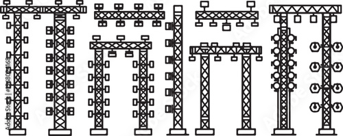 Diagram of various timber framing structures and joints used in construction Vector
