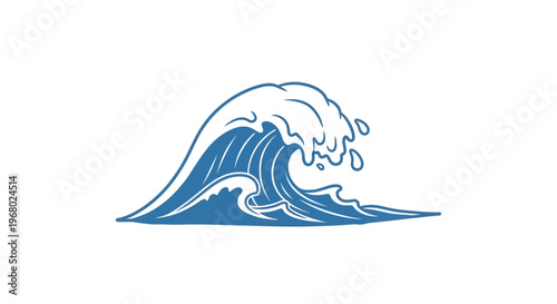 A stylized blue wave graphic illustration.