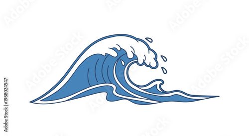 A blue wave crashing on the shore.