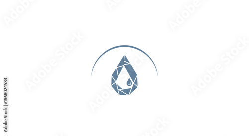 Blue water droplet logo on white background.