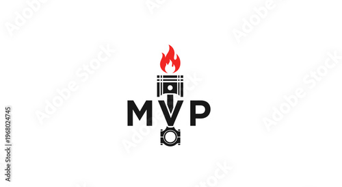 MVP logo with flame and gear.