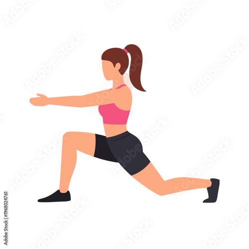 woman doing lunge exercise isolated on transparent background