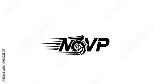 NOVP logo with racing wheel design.