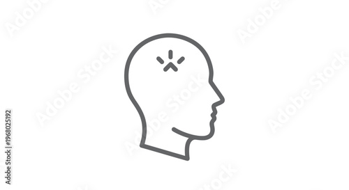 A line drawing of a human head with a lightbulb moment.