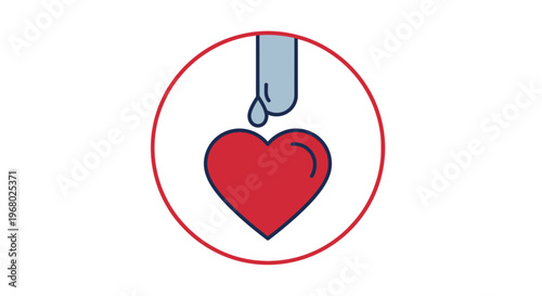 A drop of blood falling on a heart.