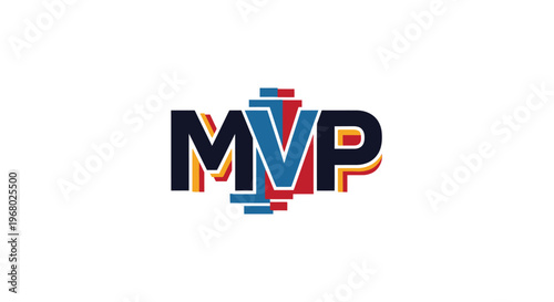 Multicolored MVP logo with abstract design.