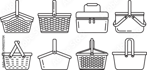 Various types of containers with lids and different opening mechanisms Vector