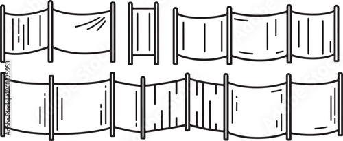 Diagram of a musical staff with various note symbols and rests Vector