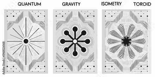 Abstract geometric patterns representing quantum gravity isometry and toroid concepts