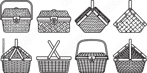 Various styles of traditional japanese paper lanterns with geometric patterns Vector