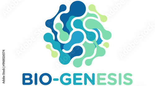 A visually captivating abstract logo representing bio-genesis, showcasing interconnected shapes and vibrant colors that reflect growth and innovation in biotechnology.