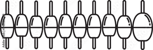 A minimalist illustration of a chain link with eight evenly spaced links Vector